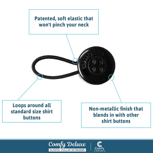 Comfy Deluxe Elastic Black Collar Extenders (3-Pack)