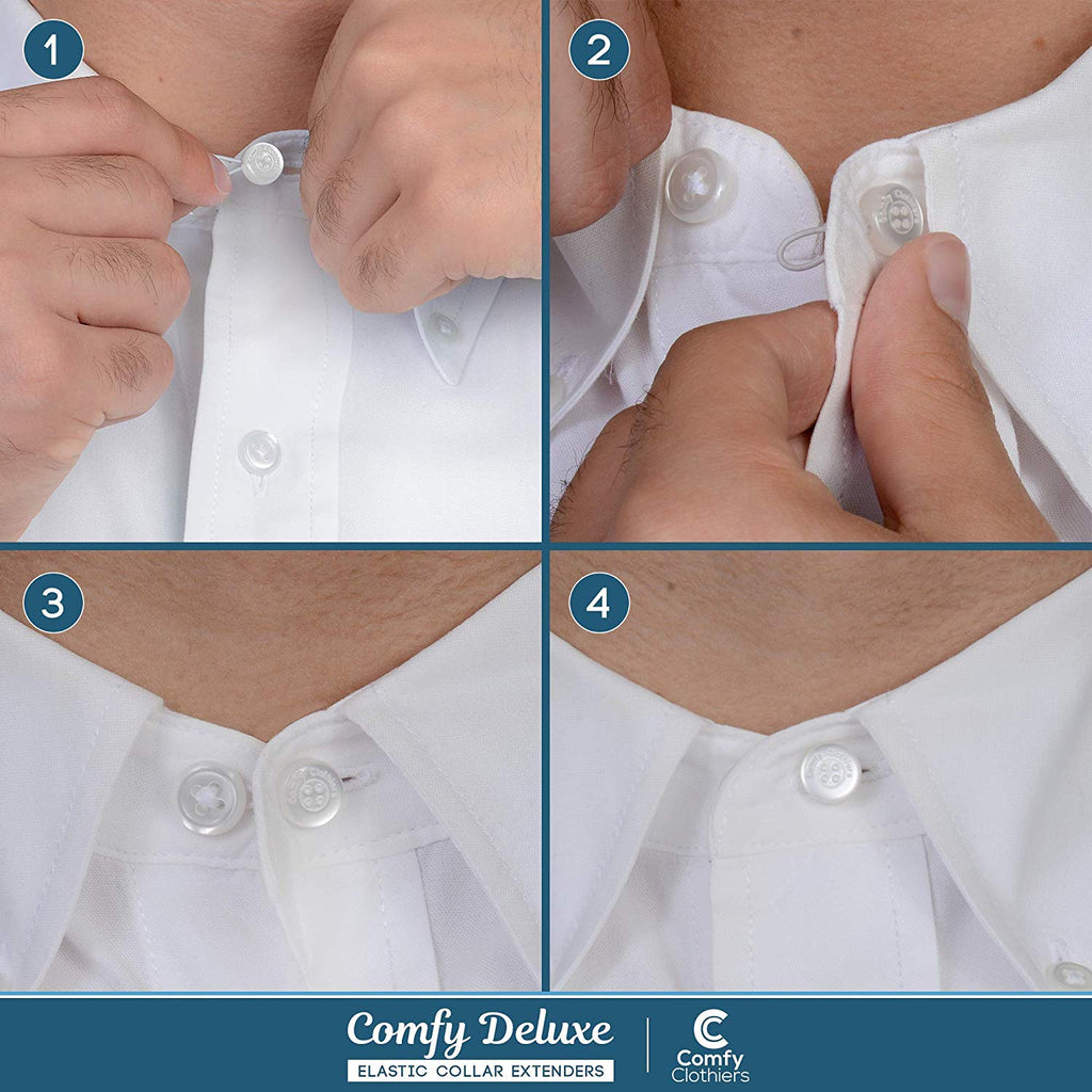 Comfy Clothiers Elastic Collar Extenders For Dress Shirts - 5-pack