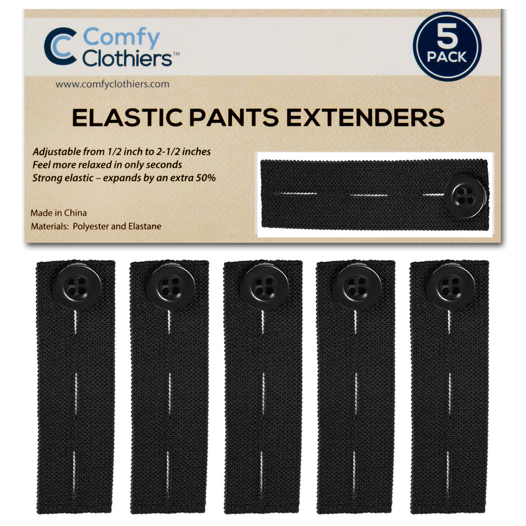 Flexible Button Waist Extenders for Pants (6-Pack Black) Men and Women s  Pants Shorts Skirts - Jean Extender Button by Comfy Clothiers