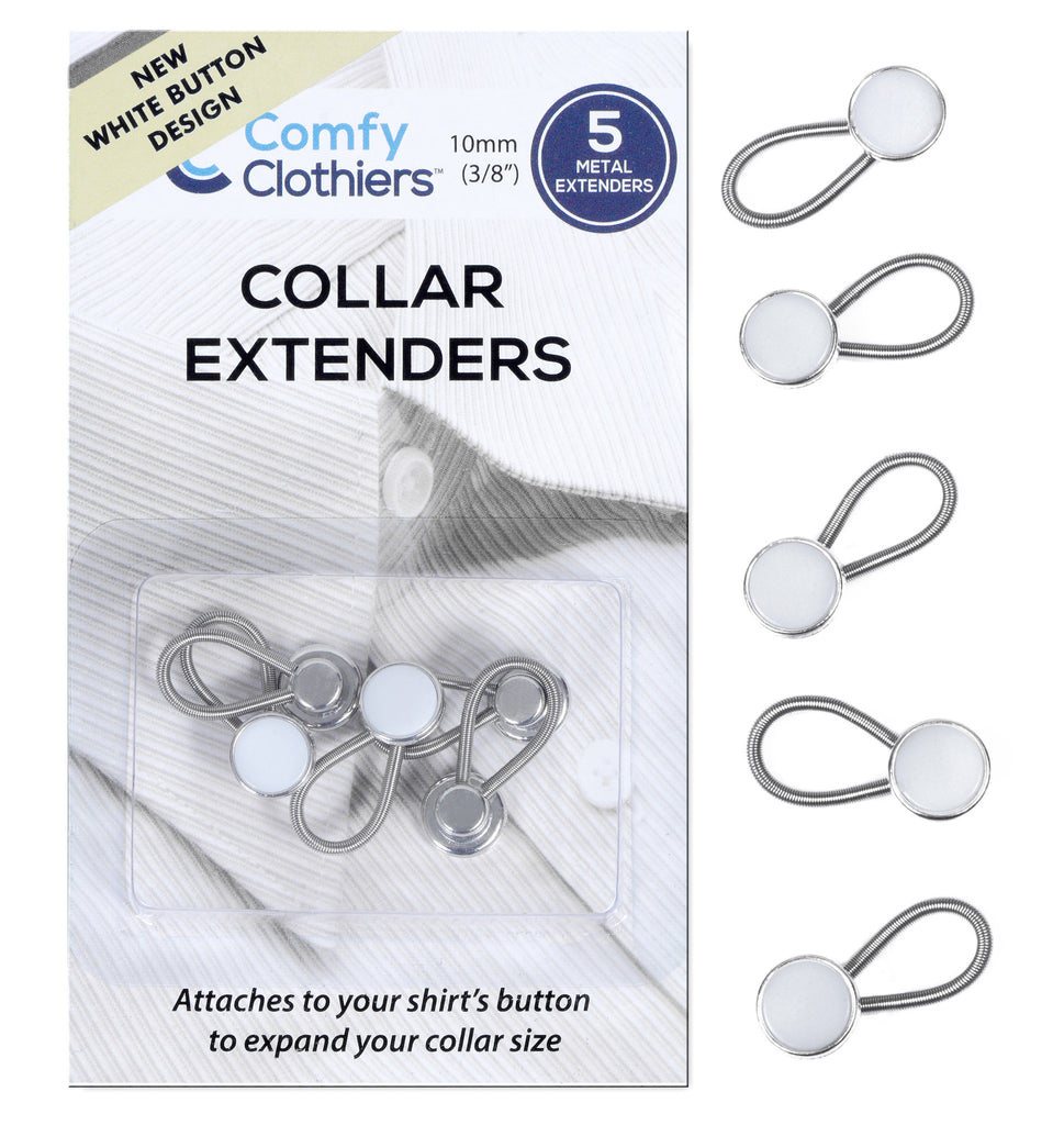 White Collar Extenders 5-Pack for Dress Shirt (Collar Expanders
